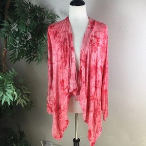 Long SleeveOpen Front Tie-Dye Cardigan
